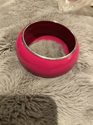 Hot Pink Accesorize Wide Bangle With Silver Trim • £2.99