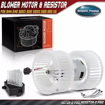 Front HVAC Blower Motor & Resistor Kit For BMW E46 323Ci 323i 325Ci 325i E83 X3 • $64.49