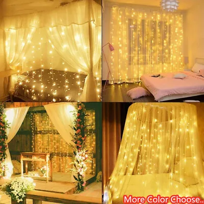 £6.99 • Buy LED String Curtain Fairy Lights Window Christmas Xmas Party Waterproof Decor UK