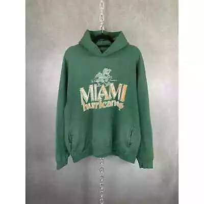 Vintage 90s Sun Faded Miami Hurricanes Green Hoodie • $45