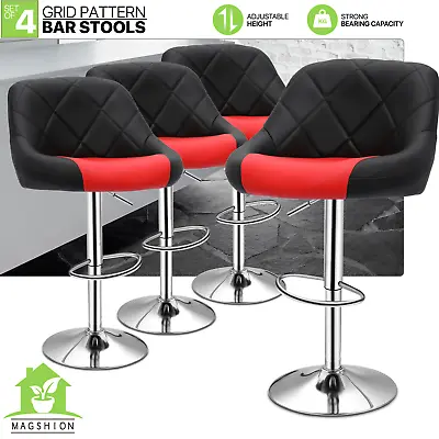 Set Of 4 Leather Swivel Bar Stool Red Kitchen Counter Height Dining Chair W/Back • $242.99