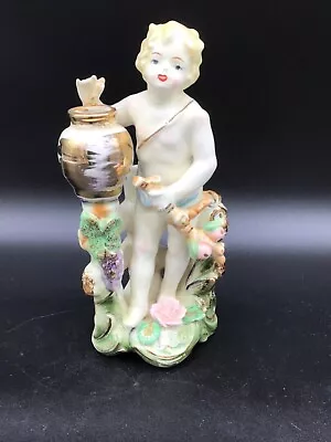 Vintage Ucagco Ceramicas Japan Porcelain Bud Vase Cherub 7.5  • $16