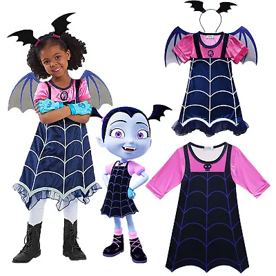 Kids Girls Cosplay Vampirina Wing Headwear Halloween Costume Clothes Fancy Dress • £13.20