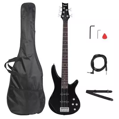 Glarry GIB Electric 5 String Right -Handed Basswood Bass Guitar Black • $89.99