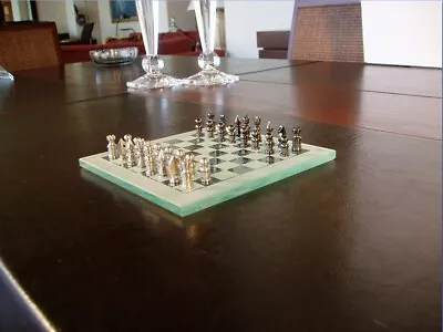 Chess Board Game Strategy Handmade Vintage Nickel Black Pawns Home Room Ornament • $100