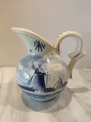 Delft Blue Pitcher With Windmill Made In Holland  47 • $7.88