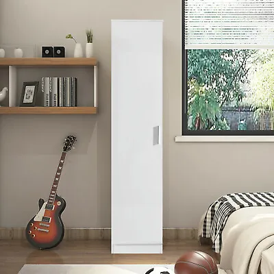 £109.99 • Buy REFLECT 1 Door Wardrobe 180cm Tall Bedroom Storage In White Gloss + Matt White