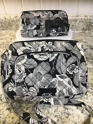 Vera Bradley Black And White Floral Crossbody Shoulder Purse W/Matching Wallet • $15.99