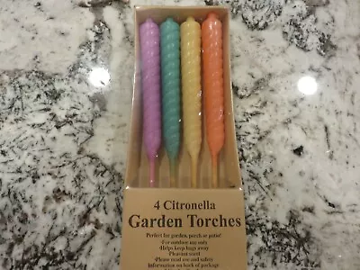 Citronella Garden Torches Novelty Candles Set Of 4  NEW • £8.68