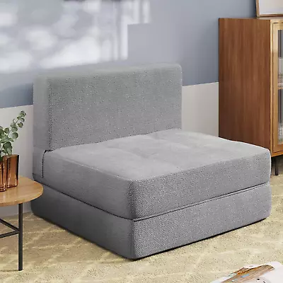 Folding Sleeper Sofa Chair Bed Memory Foam Floor Couch  Modern Linen Fabric Re • $155.99