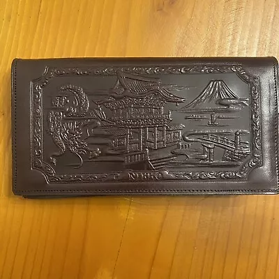 VTG Japanese Circa  1950 Leather Wing Case Leather Embossed Wallet • $35