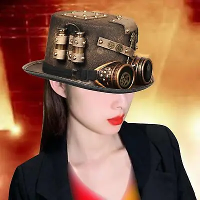 Steampunk Top Hat Magic Hats Bowler Hat Vintage With Gear Glasses • £18.80