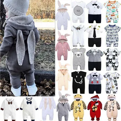 £8.49 • Buy Newborn Baby Kids Boy Girl Rabbit Hooded Romper Clothes Bodysuit Jumpsuit Outfit