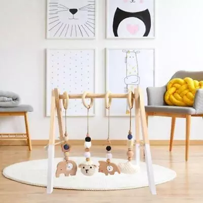 Wooden Baby Play Gym Soft Texture Skill Improving Household Toy • £14.10