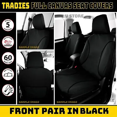Tradies CANVAS FRONT Seat Covers For Ford Ranger PX1 PX2 PX3 XL 9/2011-6/22 BLK • $160.55