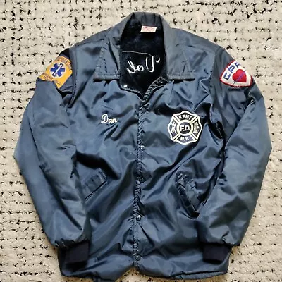 Vintage Kent Fire Department Jacket Medium Blue Lined Bomber New York 60s 70s • $84.95