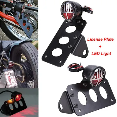 For Chopper Bobber Custom Motorcycle Side Mount Tail Light License Plate Bracket • $29.09