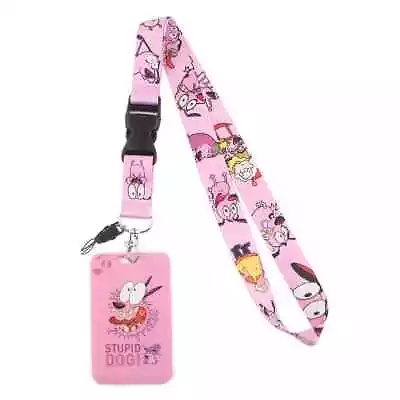 Courage The Cowardly Dog Cartoon Themed Pink Lanyard With ID Badge Holder • $7.99