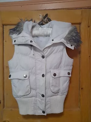Ladies Denim Co. Hooded Gilet*size 10 Spring/Summer Fur Edged Hood Zip & Poppers • £4