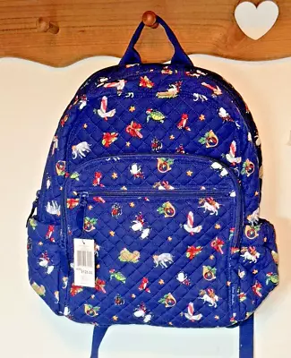 Vera Bradley SNOW GLOBE MOTIFS 17  CAMPUS Cotton Backpack NWT $125 • $37.95