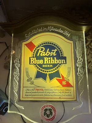 Vintage 1981 Pabst Blue Ribbon Crystal Heritage Bar Light Sign Beer PBR  • $89.29