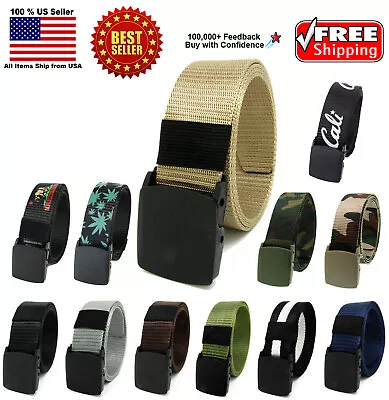Outdoor Military Grade Tactical Nylon Waistband Canvas Web Belt Plastic Buckle • $8.79