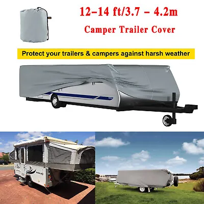 Camper Trailer Cover Caravan 12-14ft Heavy Duty Outdoor Waterproof Tent Covers • $87.86