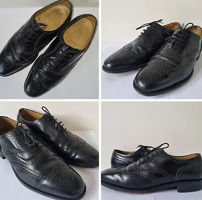 Charles Tyrwhitt Men's UK Size 8 Black Leather Wingtip Brogue Lace Up Shoes • £29