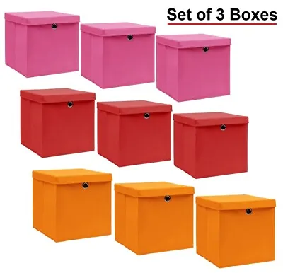 Foldable Storage Boxes With Lid Collapsible Home Clothes Organizer Fabric Cube • £15.99