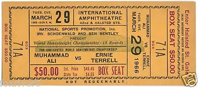 MUHAMMAD ALI V ERNIE TERRELL Chicago 1966 Fight Ticket - Reprint • £5