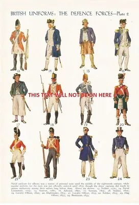 British Uniforms Defence Forces Army Navy Soldier Sailor  Illustration Print • £14.94