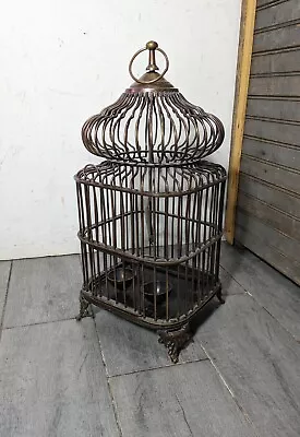 Vintage Brass Decorative Birdcage Birdhouse - Wire Dome - Victorian • $153
