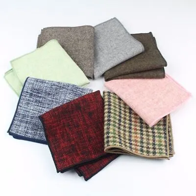 Wool Cotton Pocket Square Skinny Handkerchief Narrow Solid Color Slim Cloth • £15.77