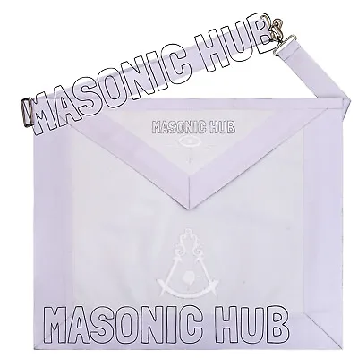 Masonic Past Master 100% Lambskin Apron All White Hand Embroidered • $39.10