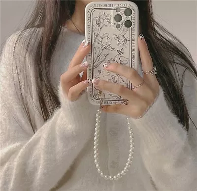 $14.88 • Buy Cute Rose Leather Phone Case With Pearl Lanyard For IPhone 13 12 11 X  XR 7Plus