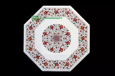 30'' White Marble Table Top Center Coffee Dining Inlay Mosaic Pietra Dura H2 • $2184.05