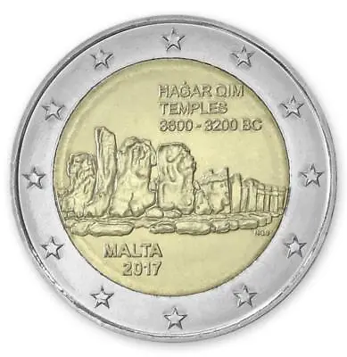 Malta 2 Euro Coin 2017  Temples Of Hagar Qim  UNC • $5.55