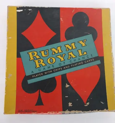 Vintage Rummy Royal Game Box And Mat Large Table Size 30 Inches X 30 Inches 1937 • $23