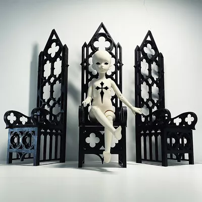 1pc Wood Gothic Chair 1/6 Baroque Model DIY Dollhouse Handmade Material For BJD • $74.15