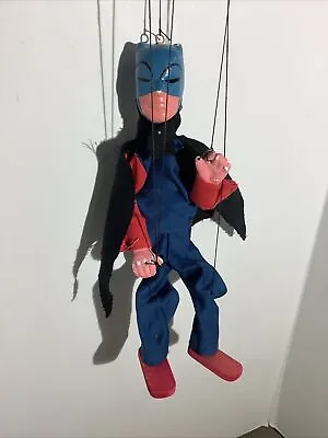 Vintage Batman Marionette (String Puppet)  16” W/ Blue Mask / Black Cape • $98
