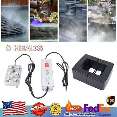 Ultrasonic Mist Maker 6-Head Fogger For Water Fountain Pond W/ Power Supply • $84