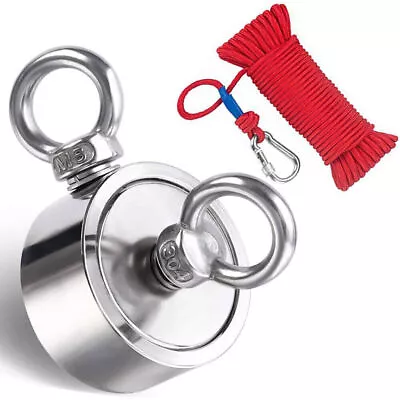 200 - 2000Lbs Fishing Magnet Kit Pull Force Strong Neodymium Carabiner Rope • $32.99