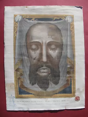 Christian Rare Large 10x14 Color Relic 1900s Veil Of Veronica Sudarium COA • $3800