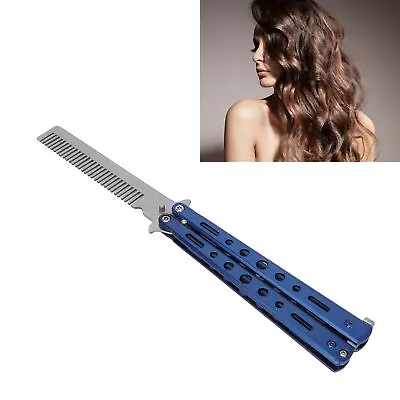 (Blue)Folding Comb Stainless Steel Pocket Comb Exquisite Knife Comb • $8.75