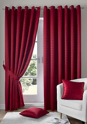 Eyelet Top Plain Modern Pattern Curtains Fully Lined Free Tie Backs Madison • £52.10