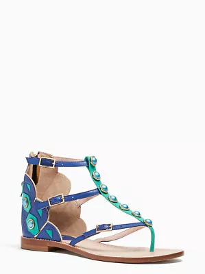 Kate Spade New York - Soto Sandals - Size 7 - Peacock Cobalt Shoes - NEW IN BOX • $399.95