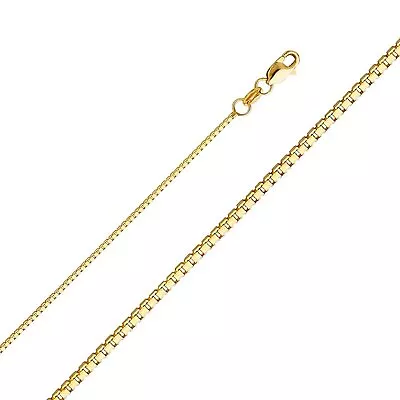 18K Solid Yellow Gold Necklace Box Link Chain 16  18  20   Lobster Lock Unisex • $214.99
