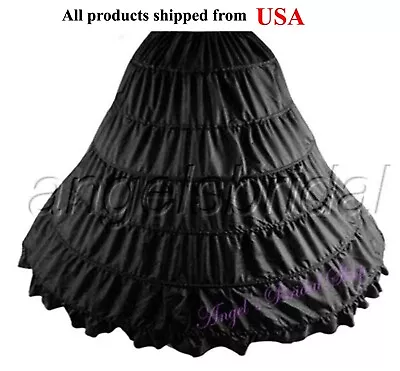 Top Quality Black 6-Hoop Bridal Wedding Halloween Costume Petticoat Skirt Slip • $39.95