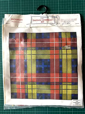 Vintage 1984 BUCHANAN Tartan Tapestry Kit Cushion Front - 10  X 10  - Scotland • £35