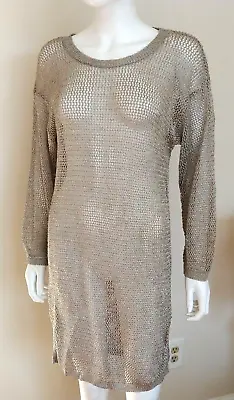 Designer Vintage 80s 90s Retro Magram Sheer Crochet Knit Resort Shift Dress M • $38
